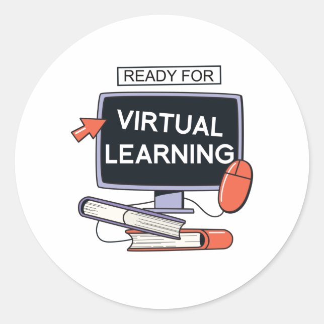 Sticker Rond Prêt pour l'apprentissage virtuel (Devant)