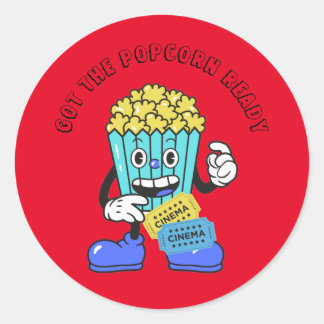 Sticker Rond prêt pour le pop-corn