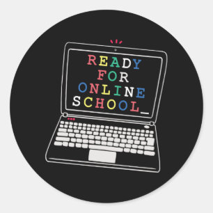 Sticker Rond Prêt pour l'école en ligne