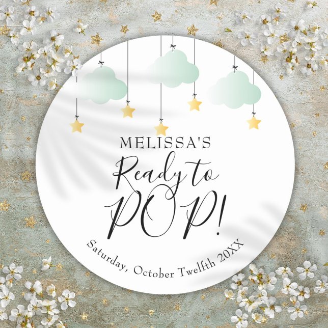 Sticker Rond Prêt Pour POP Twinkle Twinkle Baby shower (Ready To POP Twinkle Twinkle Baby Shower Classic Round Sticker)