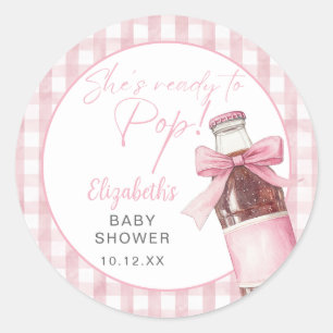 Sticker Rond Prête à faire éclater la bouteille de soda rose Ba