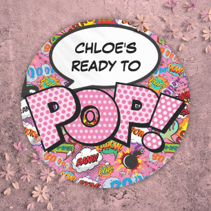 Sticker Rond Prête à faire POP Fête bébé BD Sprinkle Rose