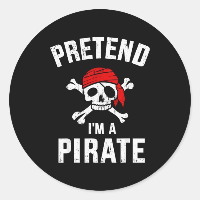 Sticker Rond Pretend I'm A Rate Funny Lazy Easy Diy Halloween C (Devant)