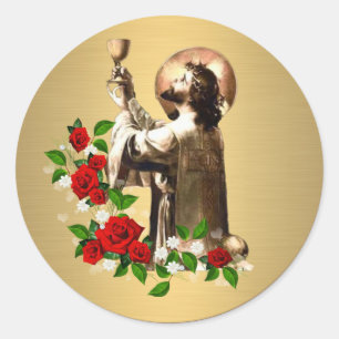 Sticker Rond Prêtre catholique Jésus Clergé Rose Messe Sainte