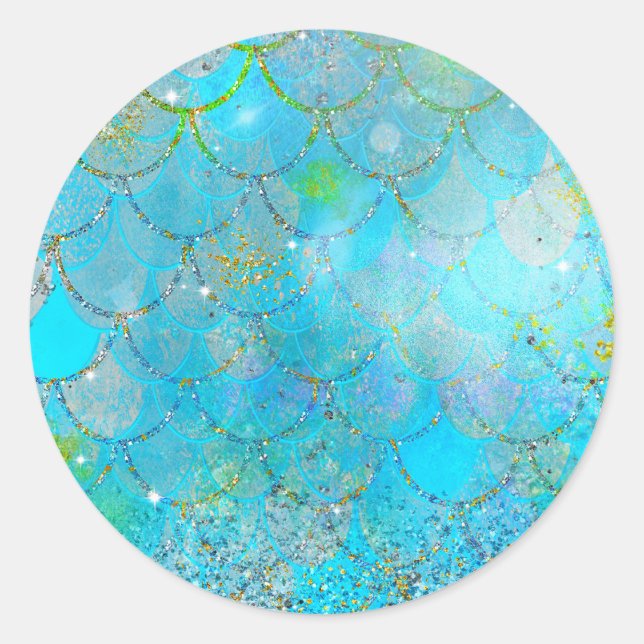 Sticker Rond Pretty Iridescente Pearl Shimmer Mermaid Scales (Devant)
