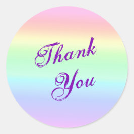 Sticker Rond Pretty Ombre Pastel Rainbow Purple Police Merci
