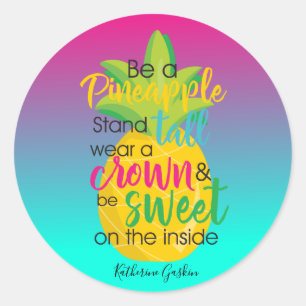 Sticker Rond Pretty Pineapple sur Ombre Arrière - plan