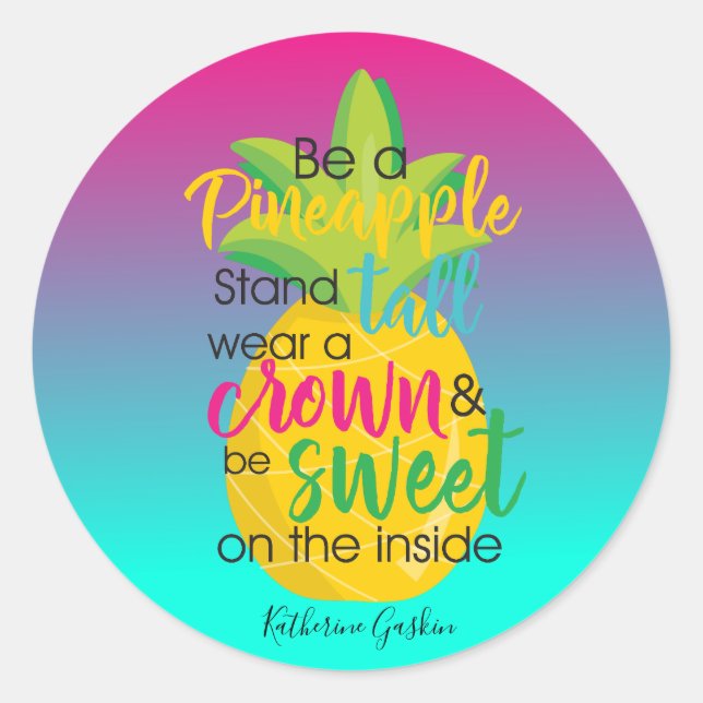 Sticker Rond Pretty Pineapple sur Ombre Arrière - plan (Devant)