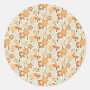 Sticker Rond Pretty retro muted 1970 s flowers
