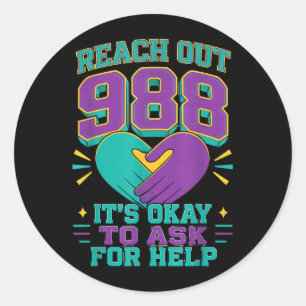 Sticker Rond Prévention 988 - N'hésitez pas à demander de l'aid