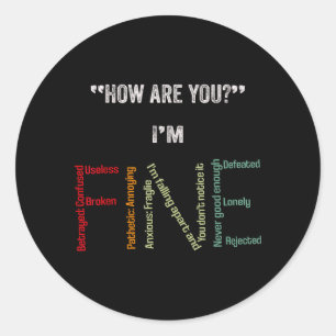 Sticker Rond Prévention de la santé mentale Je vais bien