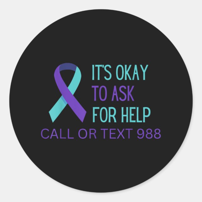 Sticker Rond Prévention du suicide 988 Chemise téléphonique 988 (Devant)