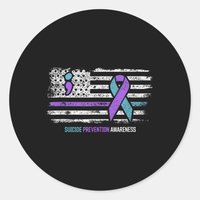 Sticker Rond Prévention du suicide drapeau américain Sensibilis (Devant)