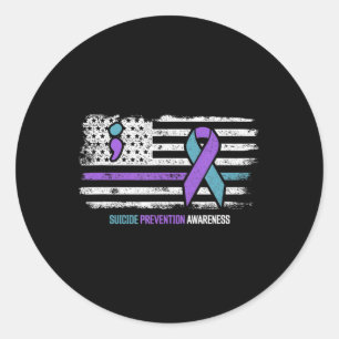 Sticker Rond Prévention du suicide drapeau américain Sensibilis