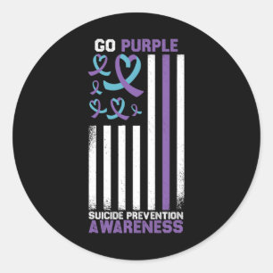 Sticker Rond Prévention du suicide drapeau américain Sensibilis