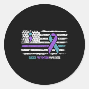Sticker Rond Prévention du suicide drapeau américain Sensibilis