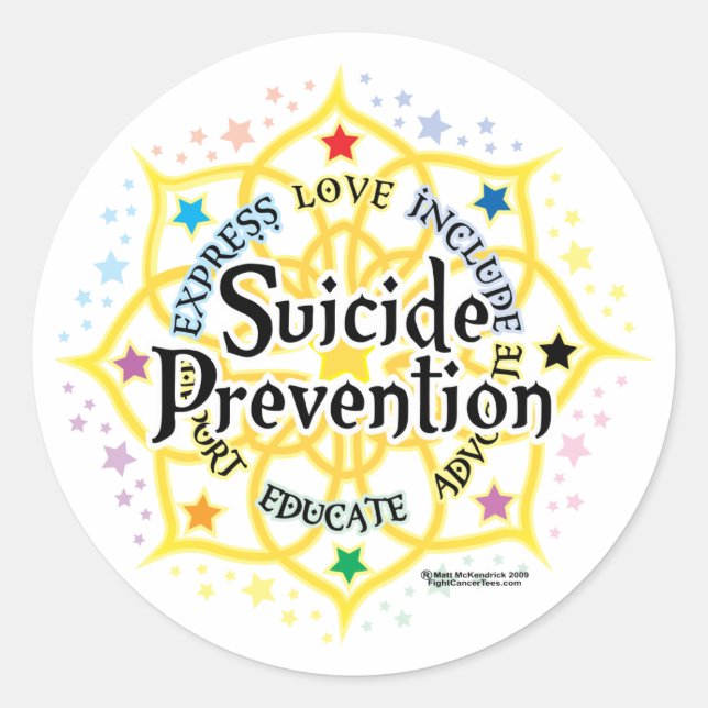 Sticker Rond Prévention du suicide Lotus (Devant)