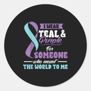 Sticker Rond Prévention du suicide Portez le turquoise Violet Q