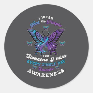 Sticker Rond Prévention du suicide Portez le turquoise violet Q