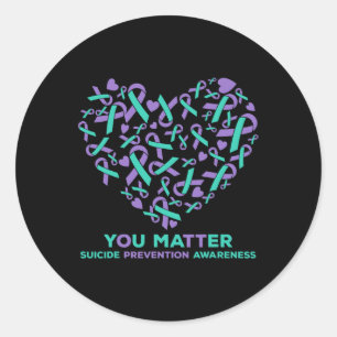 Sticker Rond Prévention du suicide Sensibilisation Ruban cardia