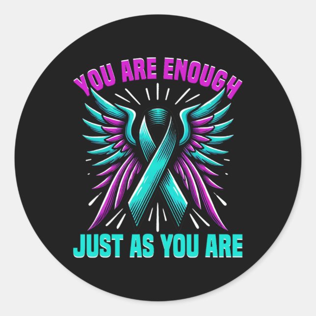 Sticker Rond Prévention du suicide Sensibilisation Ruban Santé  (Devant)