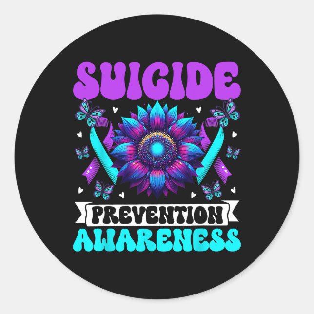 Sticker Rond Prévention du suicide Sensibilisation Ruban Santé  (Devant)