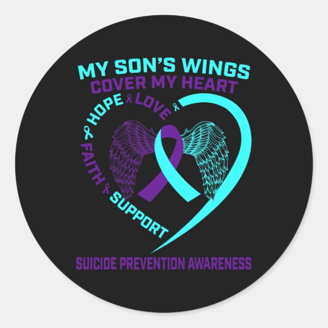 Sticker Rond Prévention du suicide turquoise et pourri Fils H (Devant)