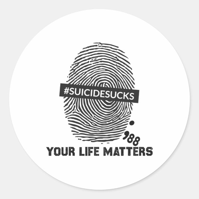 Sticker Rond Prévention du suicide vos problèmes de vie Suicide (Devant)