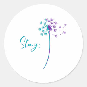Sticker Rond Prévention Suicide Dandelion Turquoise Et Violet S