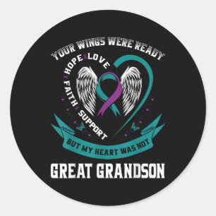 Sticker Rond Prévention turquoise du suicide à l'aile violette