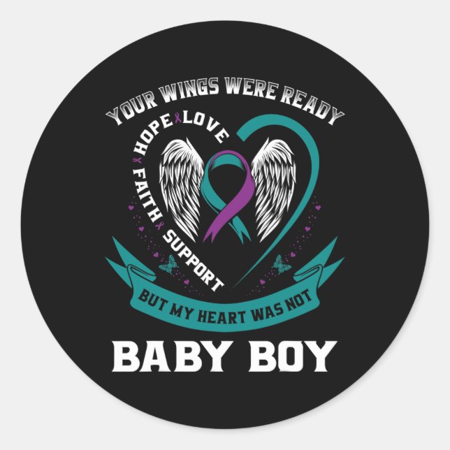 Sticker Rond Prévention turquoise du suicide par le ruban viole (Devant)