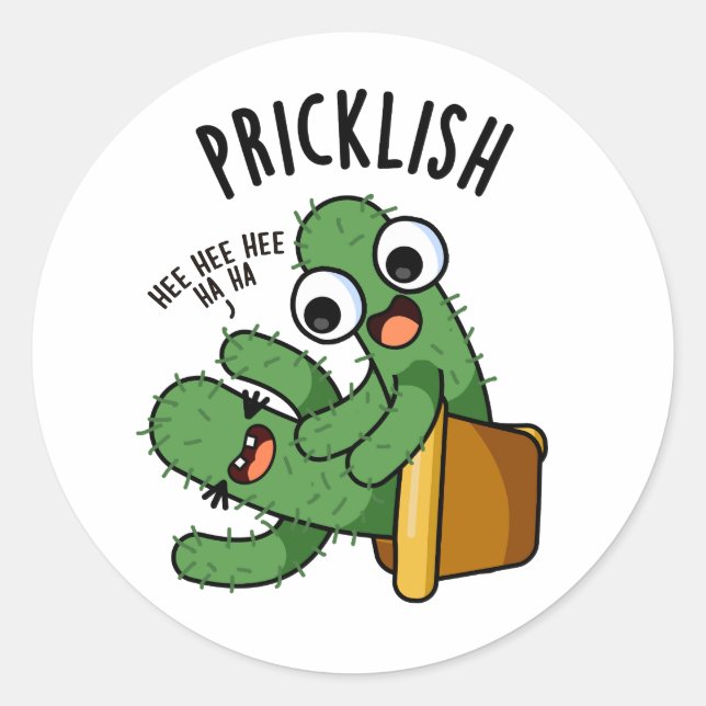 Sticker Rond Pricklish Funny Cactus Puns (Devant)