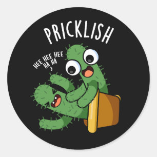Sticker Rond Pricklish Funny Cactus Puns Dark BG