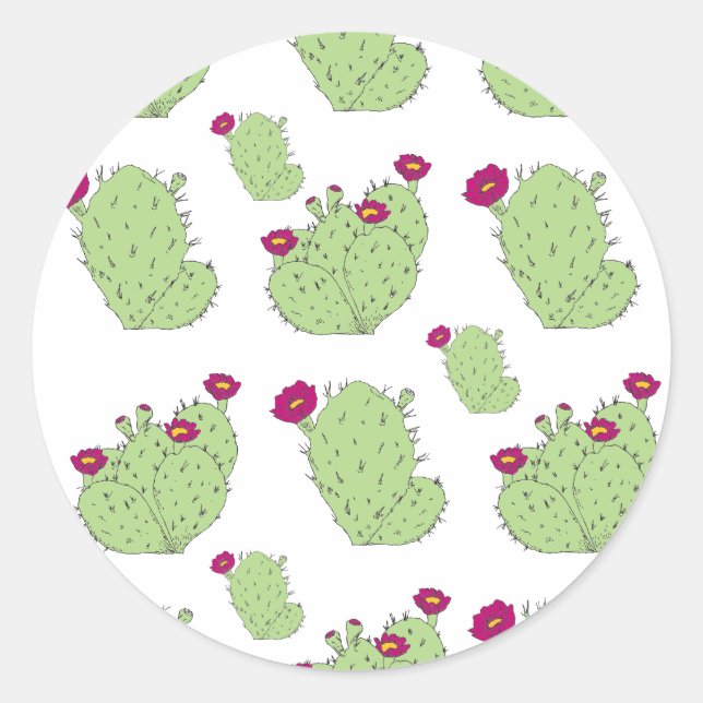 Sticker Rond Prickly Pear Motif Texas State Plante Cactus Love (Devant)
