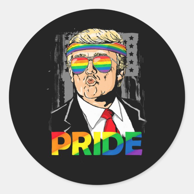 Sticker Rond Pride Mois Chemise Trump Lesbian Gay Biual Trans (Devant)