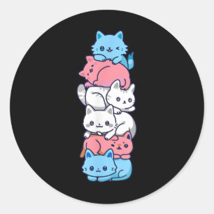 Sticker Rond Pride transgenre Chat Lgbt Transflag Chats mignons