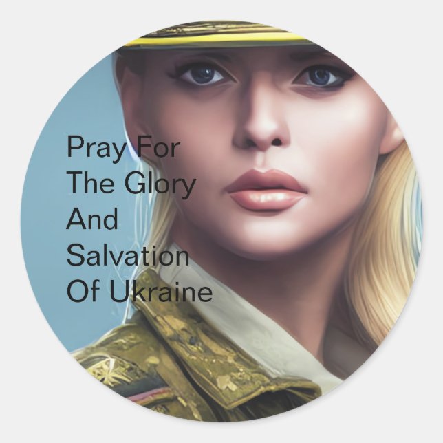 STICKER ROND PRIE POUR LA GLOIRE DE L'UKRAINE (Devant)