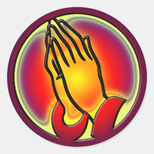 STICKER ROND PRIER LES MAINS