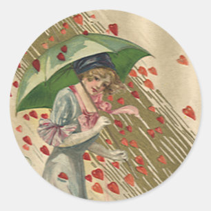 Sticker Rond Prière à Saint-Valentin, Dame Victorienne Vintage