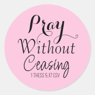 Sticker Rond Prière Sainte Bible Verse clair rose et noir