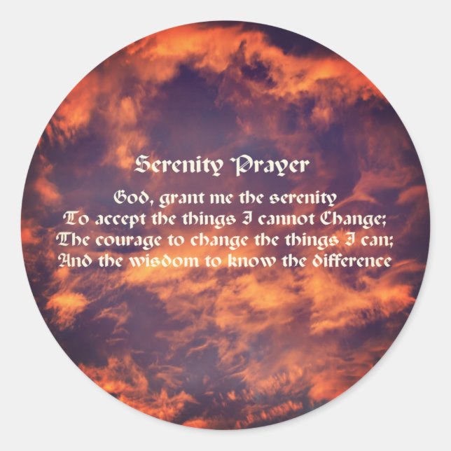 Sticker Rond Prière Sérénité Ciel Nuages Inspiration (Devant)