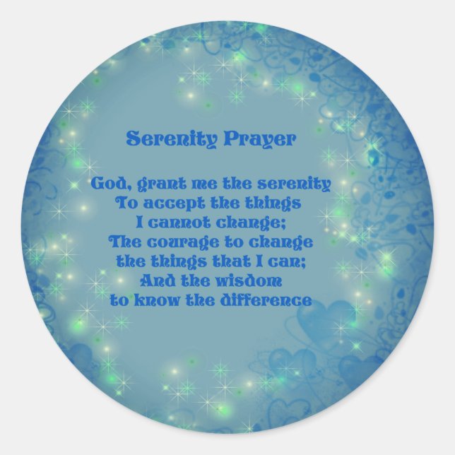 Sticker Rond Prière Sérénité Coeurs Bleus Inspiration (Devant)