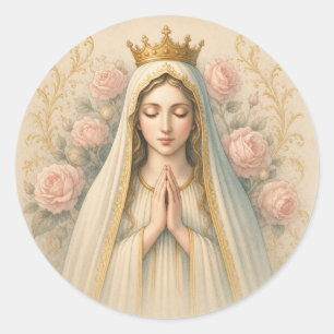 Sticker Rond Priez le Rosaire – Notre-Dame de Fatima dévotionne