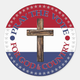 Sticker Rond Priez pour Dieu et le pays avec Croix