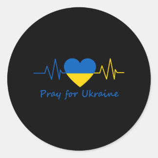 Sticker Rond Priez pour l'Ukraine drapeau ukrainien HeartBeat S