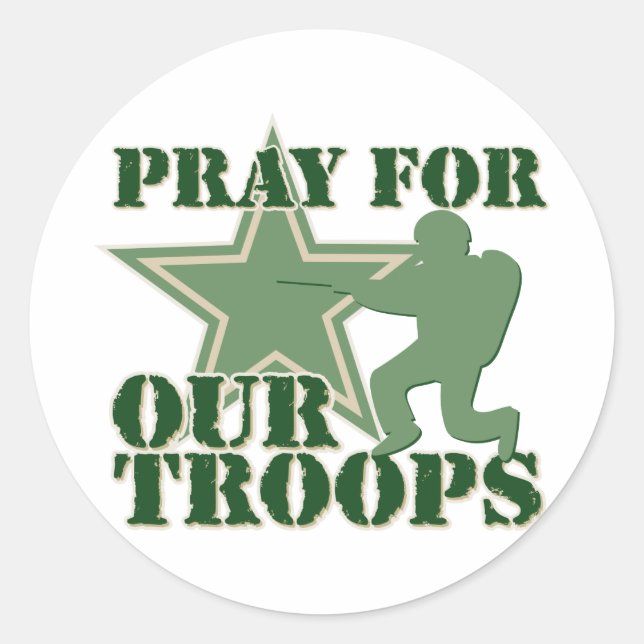 Sticker Rond Priez pour nos troupes (Devant)