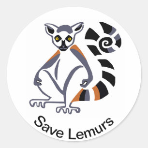Sticker Rond Primate - Save LEMURS - Amoureux des animaux - Mad