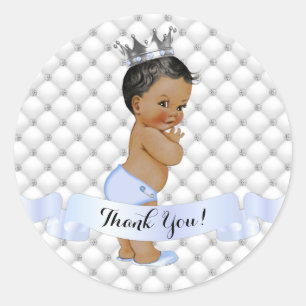 Sticker Rond Prince Afro-Américain Diamants Bijoux Couronne Ble