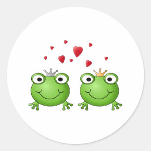 Sticker Rond Prince de grenouille et princesse de grenouille,