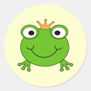 Sticker Rond Prince des grenouilles. Grenouille souriante avec 